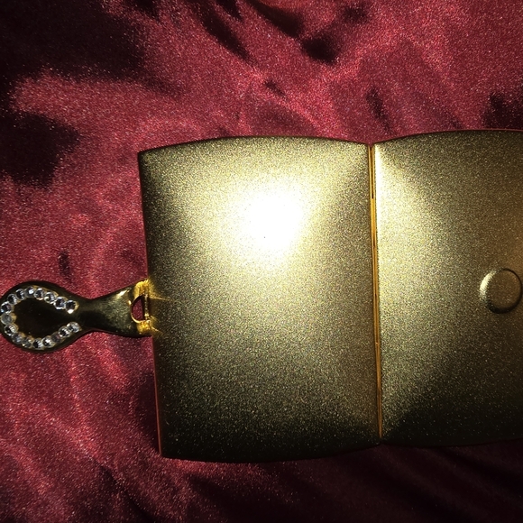 Vintage Gold Tone Dual Purse Mirror Compact with Jewel Accents - Picture 4 of 8